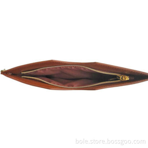 Women's Wallet in Woven PU, Gold Zipper and Puller, Gold Chain Trims All Around the Bag